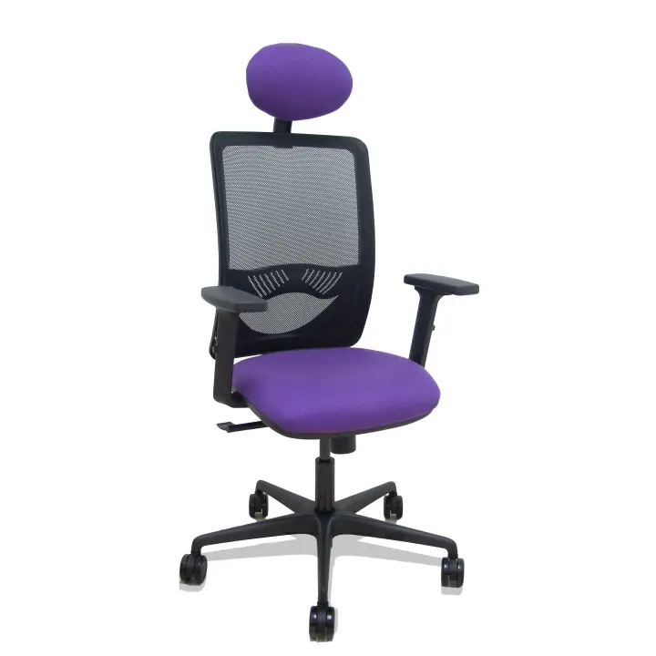 Silla Zulema sincro malla negra asiento bali lila brazos 2D ruedas 65mm cabecero - 1