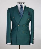 Traje De Novio Para Hombres Con Chaqueta Slim Fit Y Pecho Ancho Botones Dorados Hecho a Medida Tuxedo Formal De Algodón Para Todas Las Estaciones - details 3