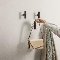 Paquete de 4 ganchos de ropa de madera montados en la pared, clavijas de ropa de madera simples naturales montadas en la pared vintage solo organizador percha de ropa de madera percha - details 4