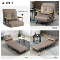 Sofá Cama con función de Cama, 63x73x81 cm, tapizado, moderno Estilo, Tecnológico, experiencia inteligente, con respaldo regulable en 5 posiciones, ahorra Espacio, resistente, aspecto aterciopelado, marron claro - details 2