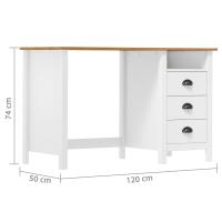vidaXL Escritorio Hill con 3 cajones madera de pino 120x50x74 cm Blanco y marrón - details 6
