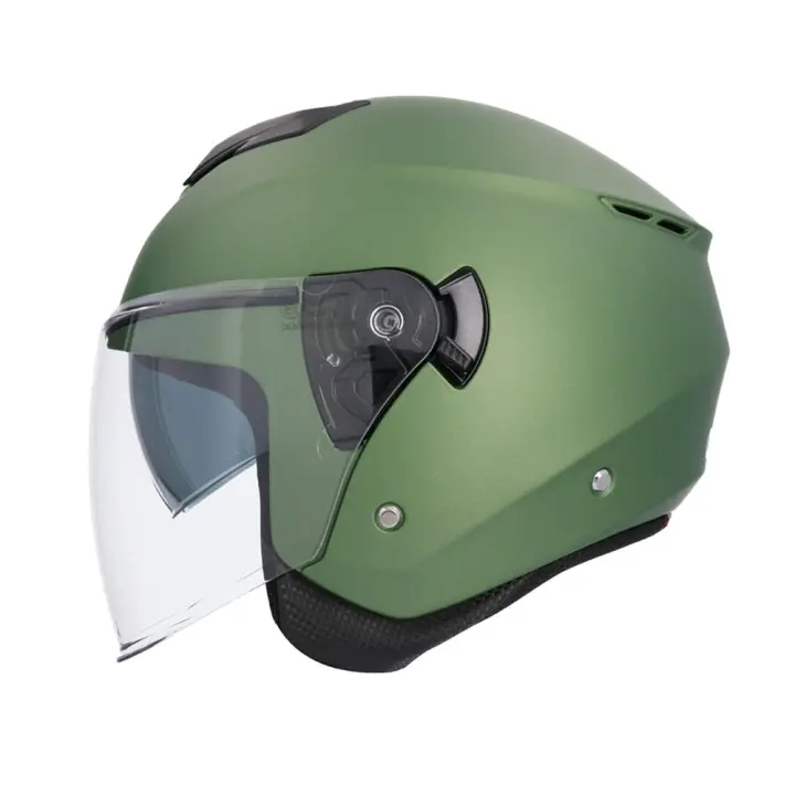 SHIRO HELMETS Casco Jet Modelo Ibiza OF852 Monocolor Verde Mate Totalmente Homologado - 1