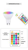 Bombilla LED RGB GU10 10W Control Remoto Luz De Spot Colorida Dimmer Para Decoración De Sala De Estar Y Dormitorio Vida Media 50000h - details 5