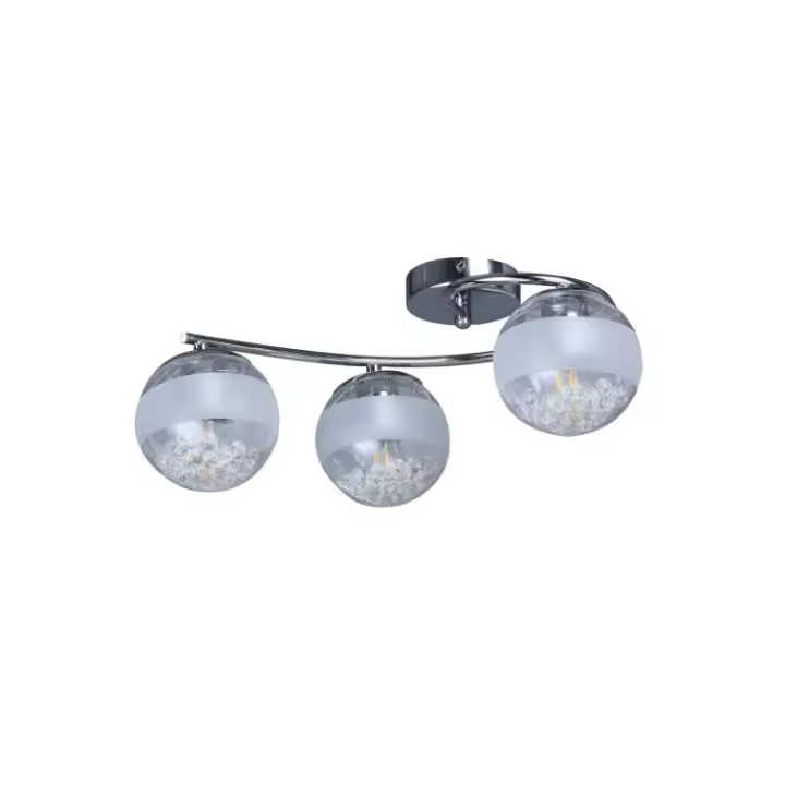 LAMPARA PLAFÓN. LUZ DE TECHO. MATERIAL METAL.  COLOR CROMO. LUZ E27 , 3 BOMBILLAS.   REF. 699 - 1