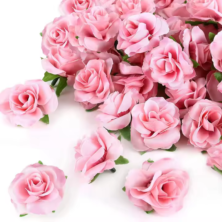 50pcs Flores Artificiales De Seda Rosa Para Bodas Navidad Arco De Flores Decoración De Pared Regalo De Scrapbook DIY Jardín Hogar - 1