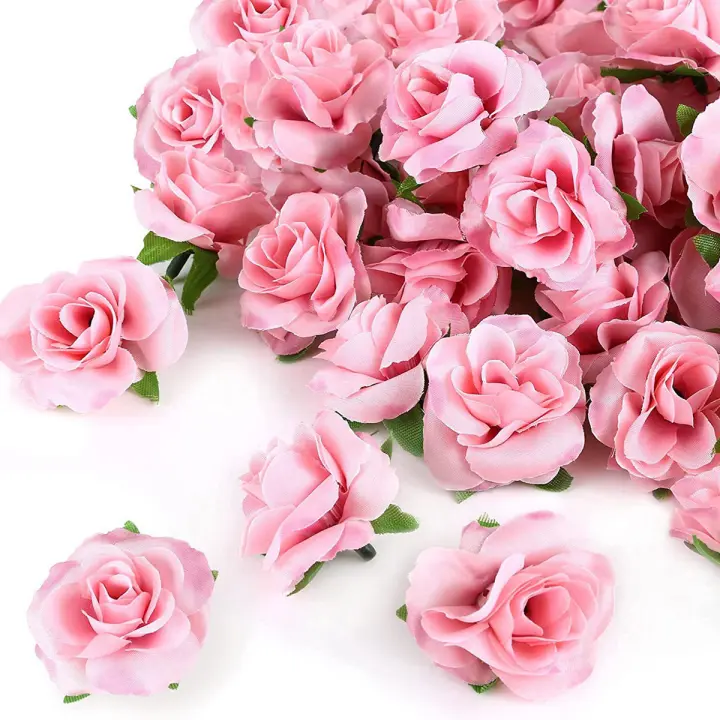 50pcs Flores Artificiales De Seda Rosa Para Bodas Navidad Arco De Flores Decoración De Pared Regalo De Scrapbook DIY Jardín Hogar - 1