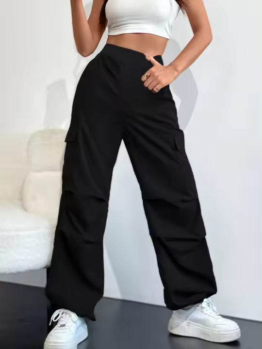 Pantalones Cargo Multibolsillos Y2K Moda Para Mujer High Waist Estilo Safari Deporte Al Aire Libre Activewear Pantalones Anchos Sueltos - 1
