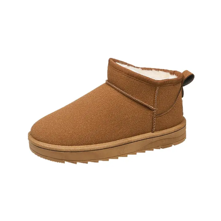 Botas De Nieve Cortas Para Mujer Invierno 2024 Cuero Sintético Con Piel De Suerzo Casuales Chelsea Botines Plano Con Plush Interior Botas De Tacón Bajo De Cierre SLIP-ON - 1