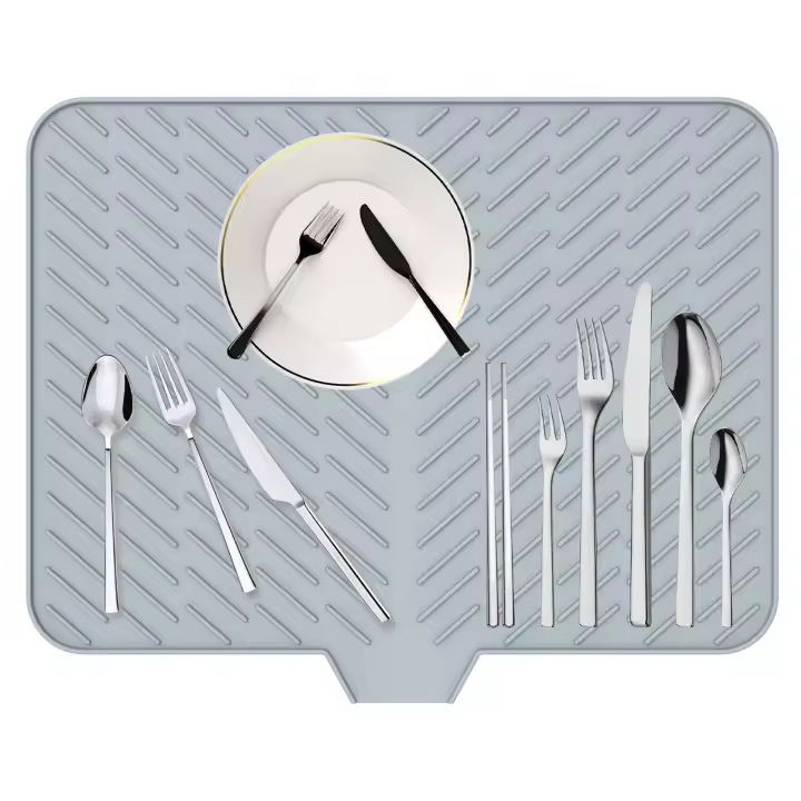 Alfombrilla De Secado De Platos Ultra Absorbente De Silicona No Esmerilada Secado Rápido Resistente Al Calor Para La Cocina Alfombrilla De Secado De Platos - 1