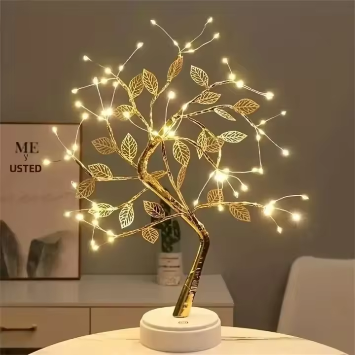 Lámpara De Mesa Árbol De Noche LED Con Encendido Por Toque Y USB/Batería Decoración De Bonsái Artificial Luz De Escritorio Moderna Para Dormitorio - 1