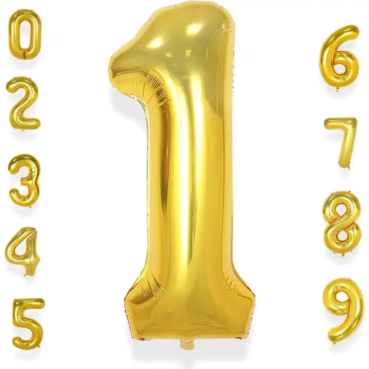 Chiffre Anniversaire Geant 1 Or: 40 Pouces 101 cm Ballon Géant Doré Numero 1 an à Hélium Garçon Fille Ballon de Baudruche Mylar Décoration pour Baby Shower Anniversaire - 1