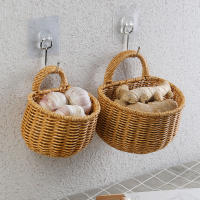 Cesta De Almacenamiento De Pared Hecha De Imitación Rattan Para Jengibre Y Ajo Cesta De Huevo Para Cocina Y Baño Ecológica Y Resistente - details 2