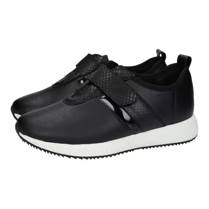 Deportivos marca DOCTOR CUTILLAS para mujer en color negro. Deportivas Doctor Cutillas, negro, velcro y plantilla extraible acolchada, forro de AloeVera, piso antideslizante, hechos en España - 1