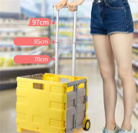 Carrito de compras plegable para comestibles con tapa,  carrito de almacenamiento de verduras de plástico para el hogar, carro de Camping al aire libre, Picnic - details 1
