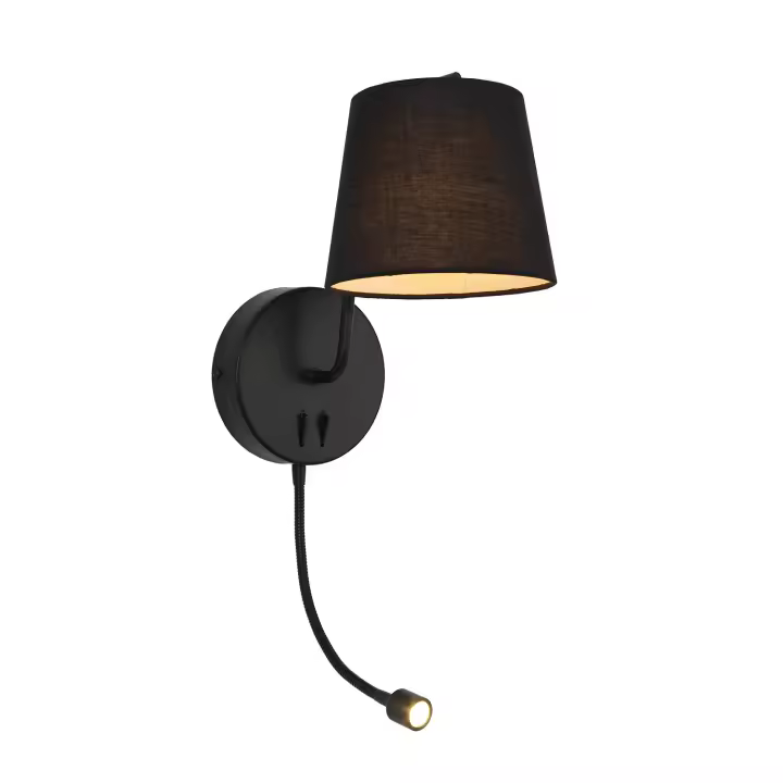 Ledkia Lámpara de Pared de Metal con Flexo LED de Lectura Kuomba Negro - 1