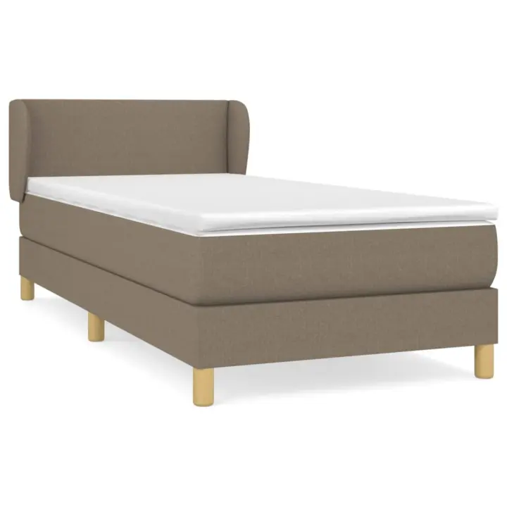 vidaXL Cama box spring con colchón tela gris taupe 90x190 cm - 1