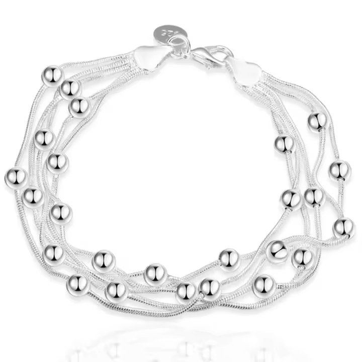 Pulsera de Plata 925 con cadenas de serpiente, abalorio de moda, joyería - 1