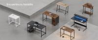 VASAGLE Escritorio, Escritorio con 2 Estantes a la Izquierda o a la Derecha, Mesa de Trabajo, para Salón Oficina, Estructura de Acero, Industrial, Negro Ébano/ Blanco Arce - details 2