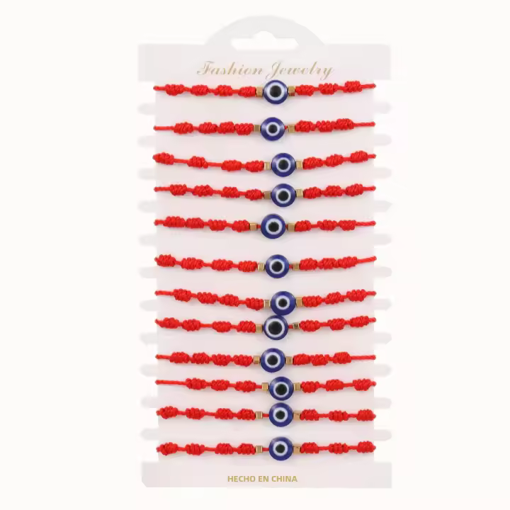 Pulsera De Ojo De Diablo Tejida De Rojo Con Hilo Trenzado 12 unids/set Accesorio Exótico Para Hombres Y Mujeres - 1