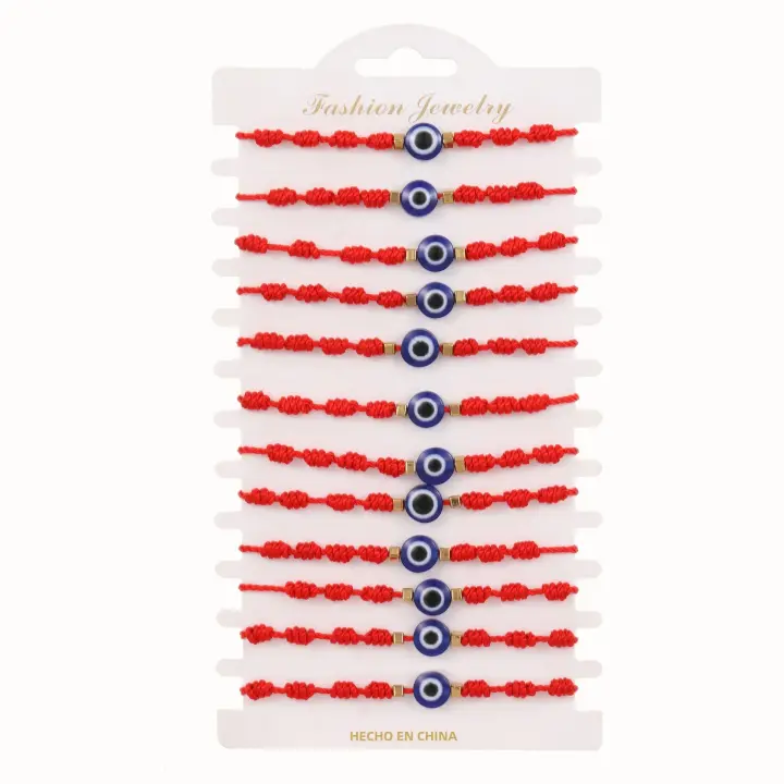 Pulsera De Ojo De Diablo Tejida De Rojo Con Hilo Trenzado 12 unids/set Accesorio Exótico Para Hombres Y Mujeres - 1