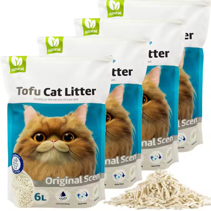 Arena Aglomerante para Gatos Arena de Tofu para Gatos sin Polvo Fácil de Aglomerar Controla los Olores se Lanza en el Inodoro Sabor Original BPS-15454 - 1