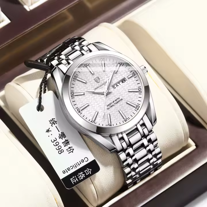 Reloj de marca para hombre nuevo, resistente al agua, luminoso, con doble calendario, de cuarzo. - 1