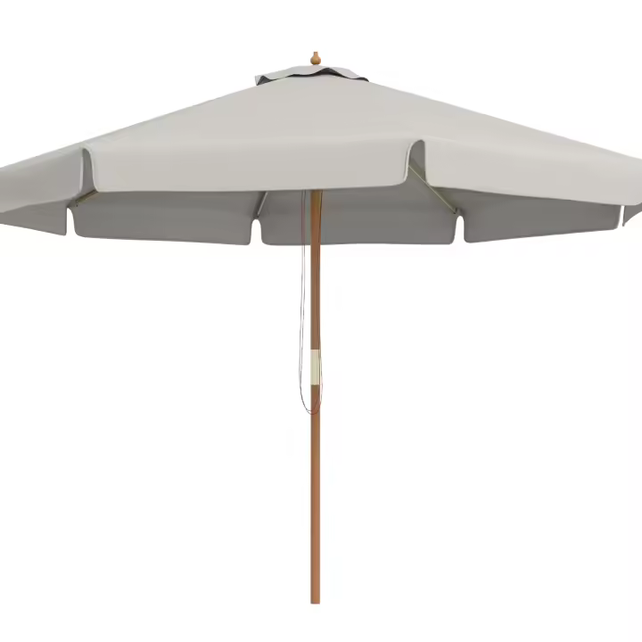 Outsunny Sombrilla de Jardín Ø325x250 cm Parasol de Madera con Sistema de Polea Techo de Ventilación y 8 Varillas de Bambú para Terraza Balcón Exterior - 1