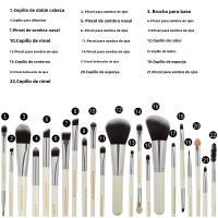Juego De 13/22 Pinceles Profesionales De Maquillaje Herramientas Para Sombra De Ojos Línea De Ojos Y Cosméticos Set De Pinceles De Maquillaje Para Hogar Y Viaje - details 3