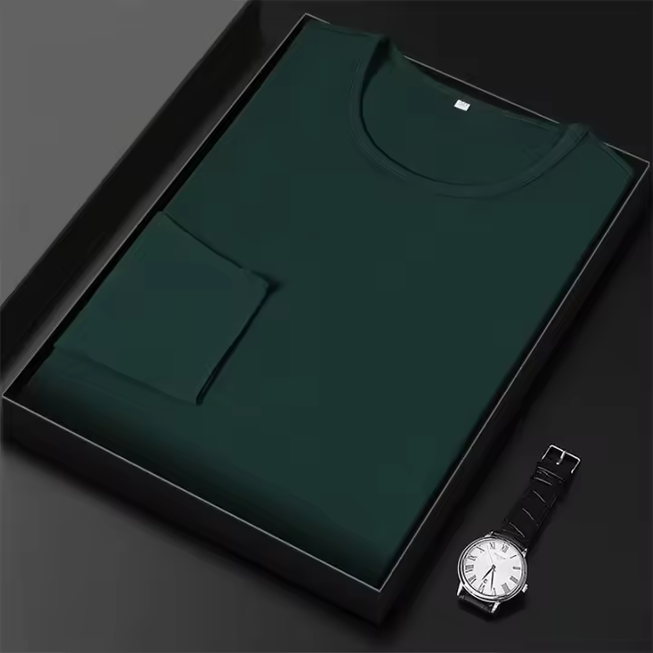 Camiseta De Algodón Para Hombre 2024 Con Cuello Redondo Y Mangas Largas Para El Verano Cómoda Y Transpirable Estilo Casual - 1