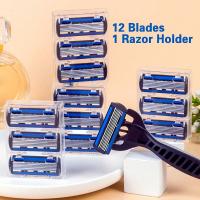 Cepillo De Afeitar Manual Para Hombres Y Mujeres Con 12 Hojas Intercambiables Acero Inoxidable De 6 Capas Cabeza De Afeitar - details 5