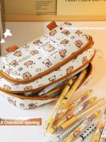 Estuche para bolígrafos con estampado de lechones, organizador de gran capacidad, bolsa de almacenamiento para suministros de papelería, bolsa organizadora - details 7