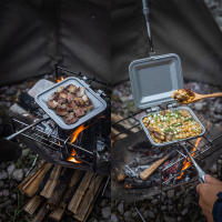 Panqueque Multifuncional Para Camping Y Picnic Con Mango Desmontable Herramienta De Cocina Al Aire Libre Para Desayuno Y Sándwiches Doble Cara - details 2