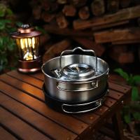 Nuevo Set De 4 Piezas De Olla De Acero Inoxidable Para Exteriores Conjunto De Cocina Familiar Portátil Para Picnic Y Camping Con Sopa Frito Al Vapor - details 1