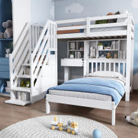 Litera Infantil Multifunctional y Multiuso | Cama Doble 90x200 cm + Cuna Transformable en Escribano with Estantería | Almacenaje Integral, Somier Red y Diseño Moderno Blanco - details 4