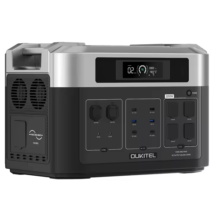 OUKITEL BP2000 Estación de Energía Portátil, 2048Wh/640000mAh Generador Solar con Batería LiFePO4, Salida CA 2200W, UPS 2000W, 5 Formas de Carga, Compatible con Expansión de Hasta 7 Paquetes de Baterías, Adecuado para Uso en Exteriores - 1