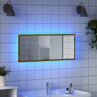 vidaXL Espejo de baño LED acrílico color 100x8,5x37 cm en color Roble Sonoma/Negro/Madera antigua y más | decorativo de pared para baño dormitorio recibidor moderno - details 8