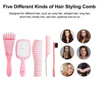 Set De 5 Peine Desenredante Para Cabello Largo Y Corto Peine De Masaje Capilar Doble Borde Para Cabello Seco Húmedo Rizado Y Recto - details 0