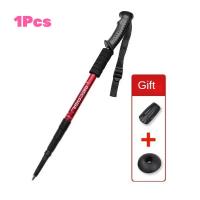 Palo De Caminar Ajustable Antideslizante Para Senderismo Montañismo Camping Buceo Poles De Norge 4 Uniones Manija De Goma Punta De Acero Y Carbono Material De Aluminio - details 0