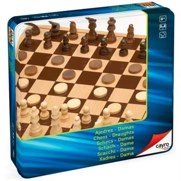 Cayro Ajedrez damas de madera en caja metalica - 1