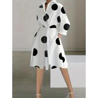 Vestido Casual De Mujer Para Otoño Con Cuello En V Y Mangas Largas Estilo Oficina Decoración Con Botones Longitud De Rodilla Color Sólido - details 0