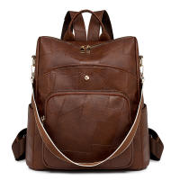 Nuevo bolso de cuero suave, gran capacidad, mochila retro europea y americana, gran capacidad, moda, color en contraste, mochila para mamá de doble propósito - details 1