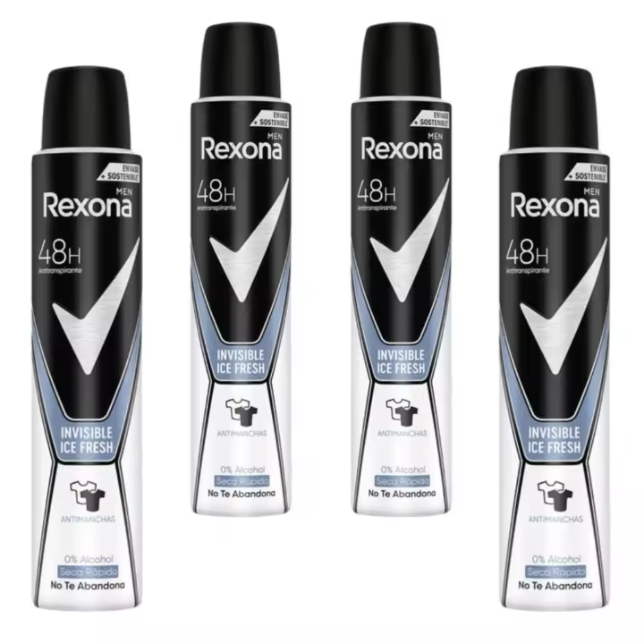 Rexona - Desodorante Hombre XL Invisible Ice Fresh Spray Men 4x200ml - 1
