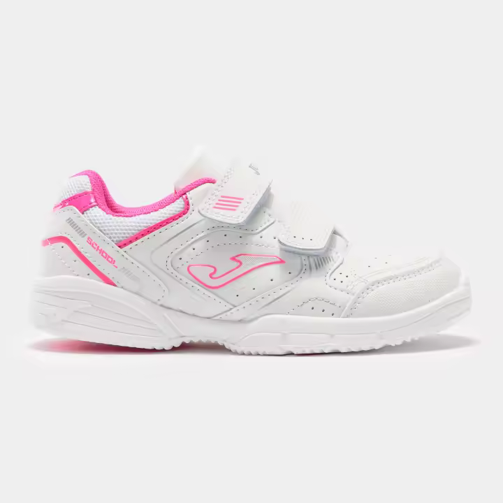 Joma deportivas blancas con logo rosa y cierre velcro - 1