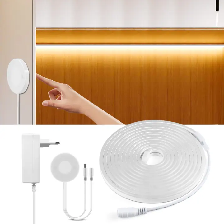 Tira De Luces LED Neón Impermeable Con Sensor De Escaneo Manual Y Interruptor Táctil Para Iluminación De Armarios Cocina Y Dormitorio - 1
