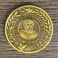 Moneda Stoica Con Símbolos De Las Virtudes Cardinales: Justicia Coraje Sabiduría Y Temperancia Para Comercio Electrónico - details 5