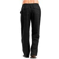 Men's Cotton Linen Pants Summer Solid Color Breathable Linen Trousers Male Casual Elastic Waist Fitness Pants - details 1