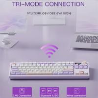 Langtu Teclado Mecánico LT84 RGB Triple Way (2,4G/Bluetooth/Cable)-Teclas Hot-Swap, Diseño Compacto 75%, Perfil OEM y Estructura Gasket, Compatible con PC/Mac; para Oficina/jugadores (Morado) - details 6