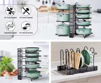 Estante para ollas Vertical multicapa, estante de almacenamiento multifuncional para cocina, encimera de hierro, estante para almacenamiento de ollas，Estante para Almacenar Ollas y Tapas - details 10