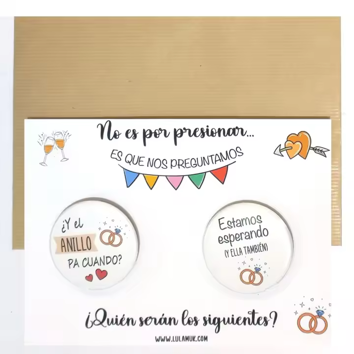 Pack de chapas sois los siguientes parejas bodas | Regalo sois los siguientes | Los próximos vosotros | Detalles de boda o casamiento para regalar próximos novios | Lulamuk - 1