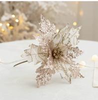 Flores Artificiales De Navidad Con Brillo Decoración Colgante Para Árbol De Navidad Regalo De Año Nuevo Adornos De Casa - details 6